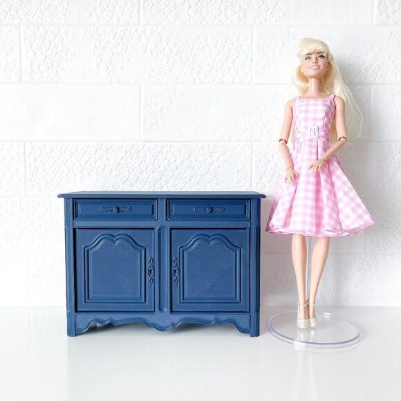 Barbie Miniature Dollhouse Navy French Cabinet Sideboard 1:6 Scale 3D Printed - Picture 1 of 6